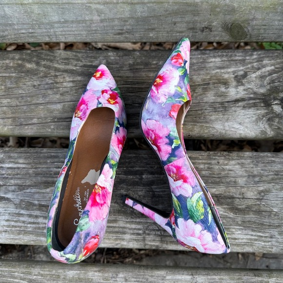 Seychelles Frequency Floral Pointed Toe Pump Pink Purple Stiletto Heel Sz 8 Boho - Picture 4 of 9